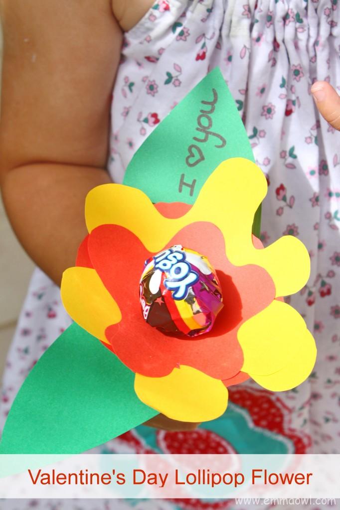 Valentine's Flower with Lollypop. Fun, friendly Children's Valentine Idea.