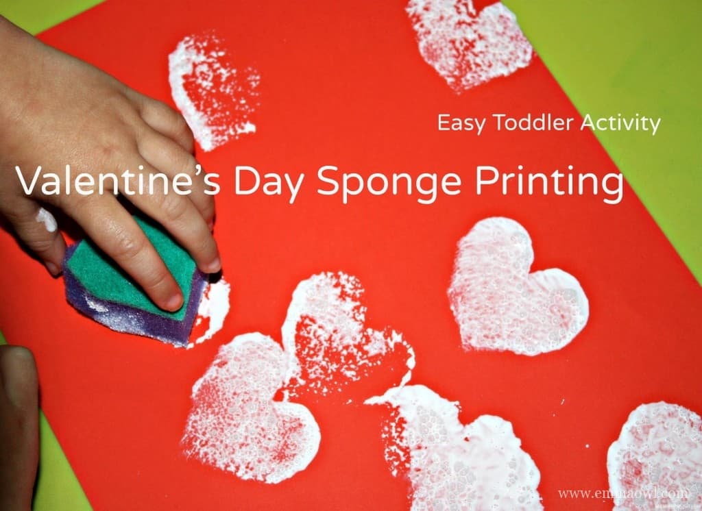 Easy Toddler Craft Activity. Valentines Day Heart Sponge Printing