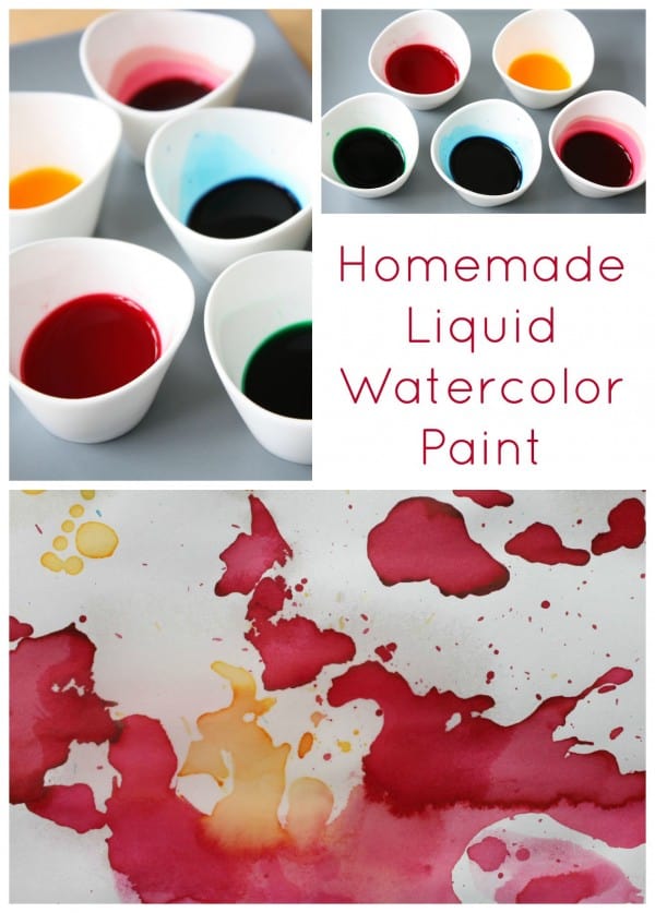 Homemade Liquid Watercolor Paint. So easy to make, quick and cheap! Perfect for all kinds of craft projects.