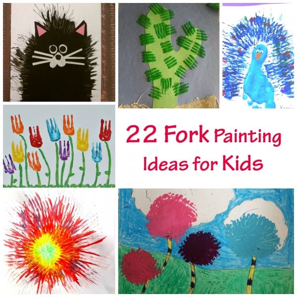 22 Fork Painting Ideas for Kids. Great Painting Technique - and lots of fun for kids of all ages!