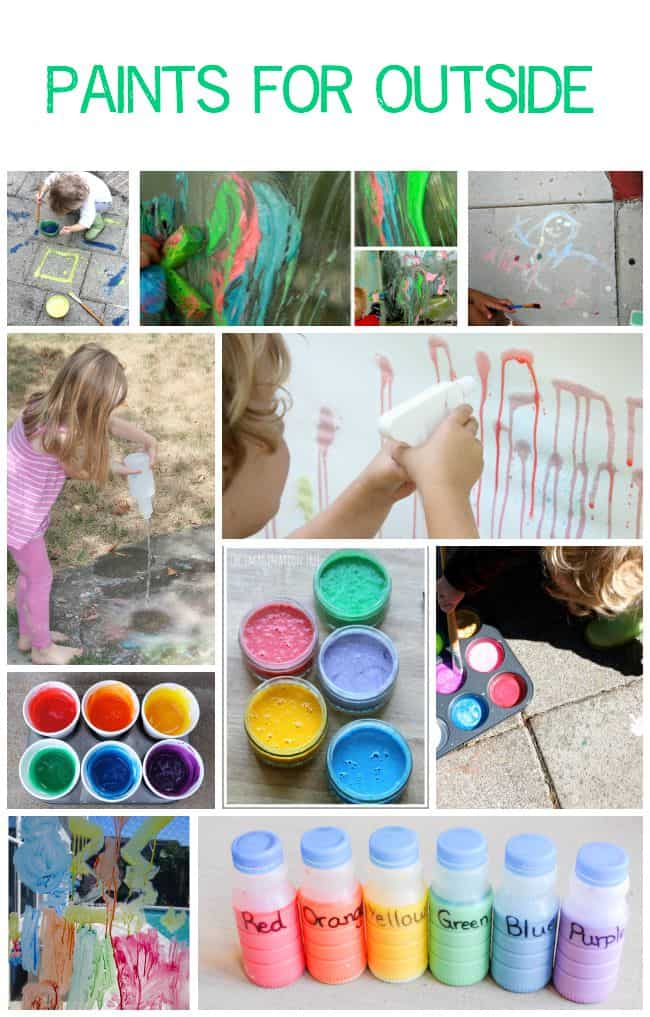 These paints can be used outside on sidewalks, windows, driveways, doors and grass! Great summer time craft recipes