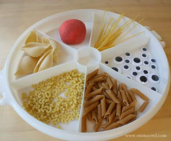 All the things you need to make pasta and play dough monsters
