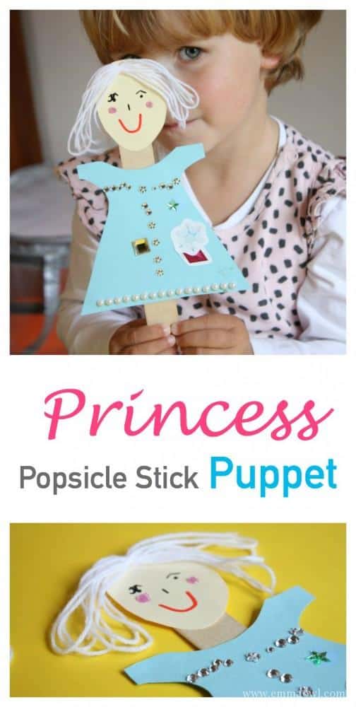 Fantastic little kids craft idea. This popsicle or craft stick princess puppet is not only fun to make, but is so much fun to play with afterwards!