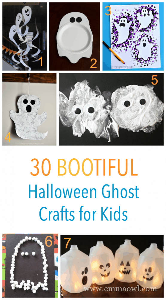30 BOOTIFUL Ghost Crafts for Halloween. Kids can make these and they will really add some friendly spookyness to your halloween house!