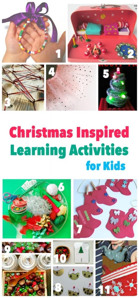 Here are 11 ways to creatively learn with your children at christmas time - including fine motor, numbers and counting, sorting, color matching, alphabet games, movement and music, science and play!